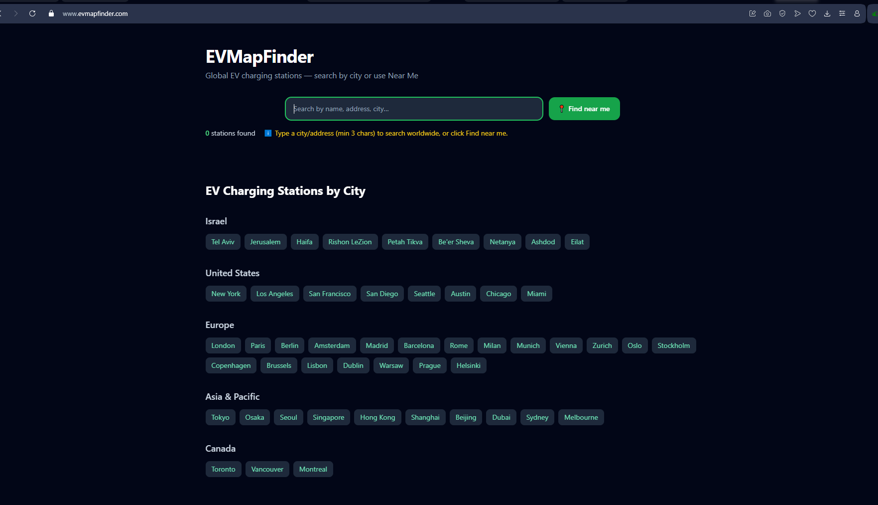 EVMapFinder — Find EV Charging Stations  - Main product screenshot demonstrating key features and user interface