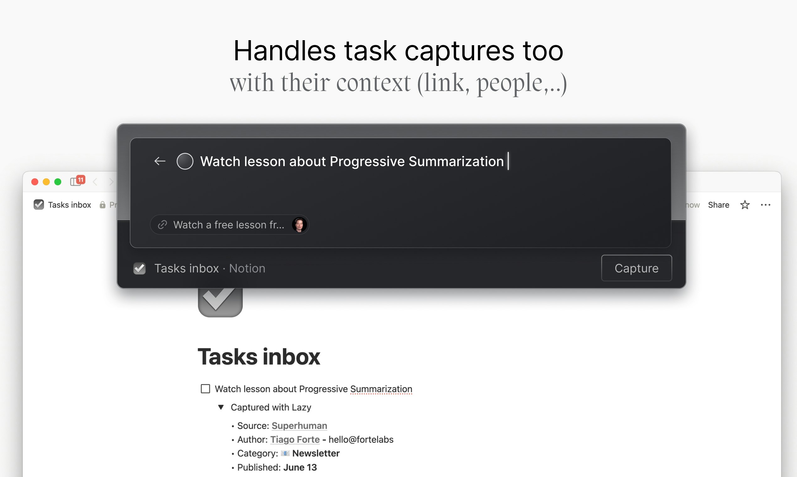 Média Paresseux – Capturez vers Notion - Un ⌘ raccourci pour capturer n'importe quoi directement dans Notion ⚡️ 3