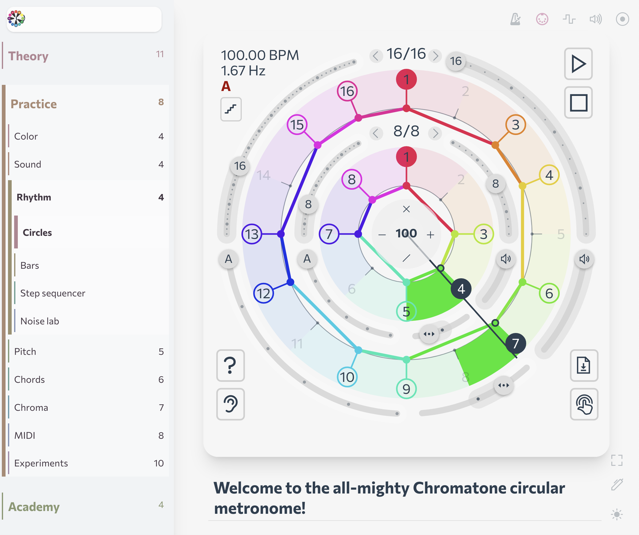 Chromatone - Visual music language to learn, explore and express with मीडिया 3