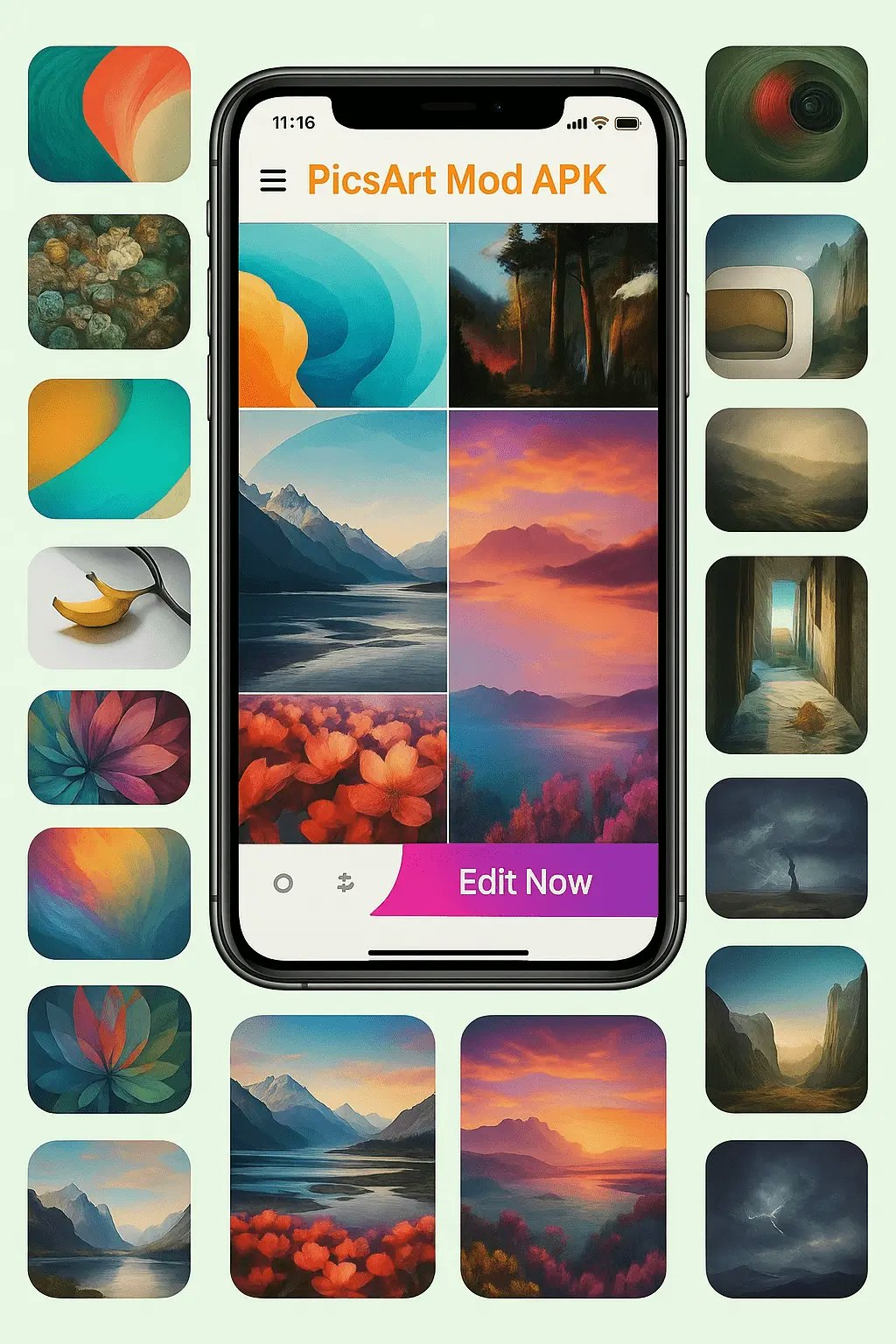 PicsArt mod APK - Main screenshot showing features and interface