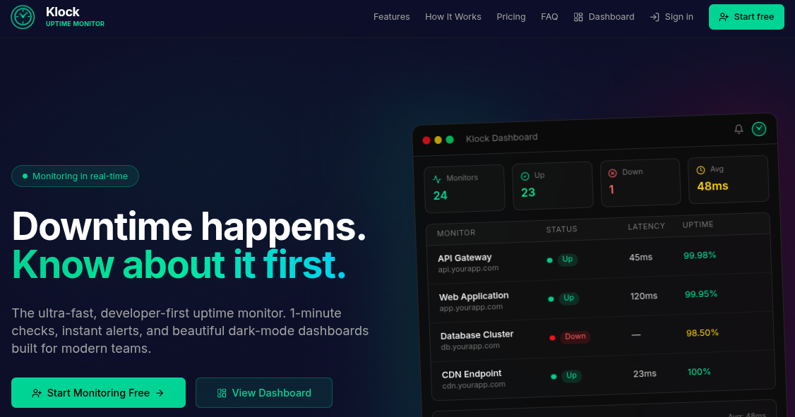 Klock - Uptime Monitor gallery image