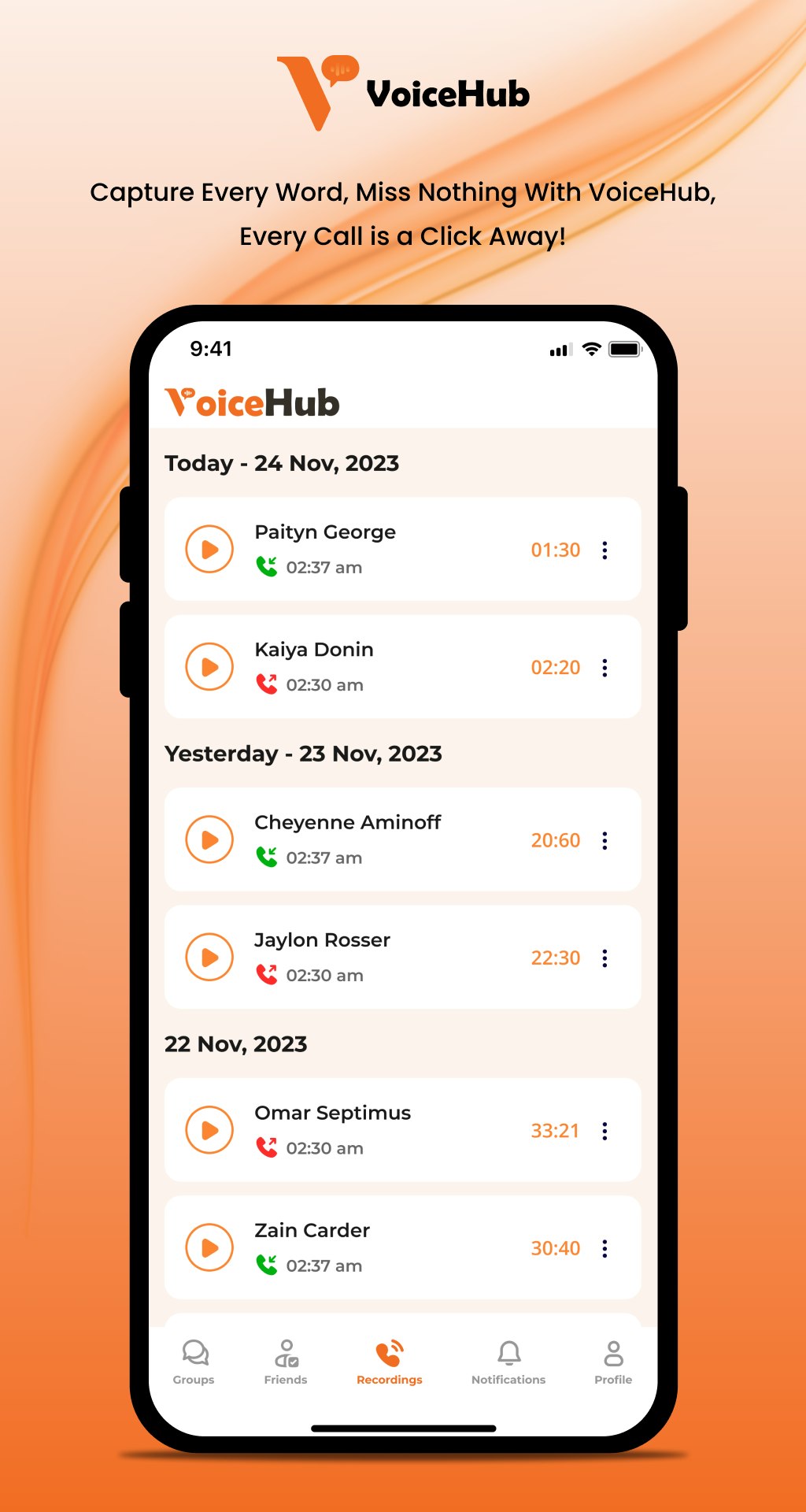 voicehub - Automatically record and share of all your phone calls