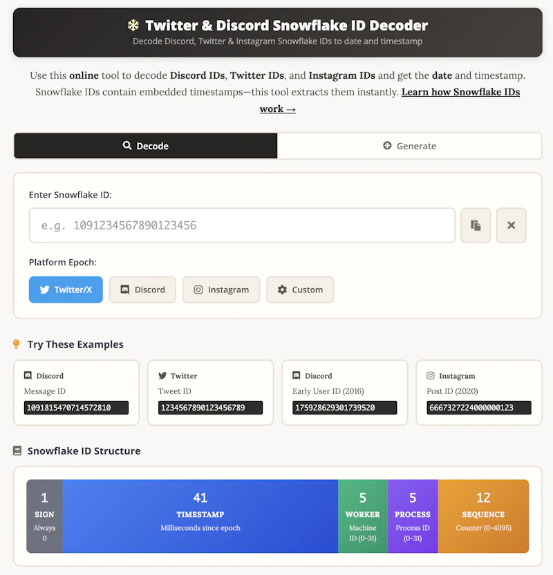 Snowflake ID Decoder screenshot 2