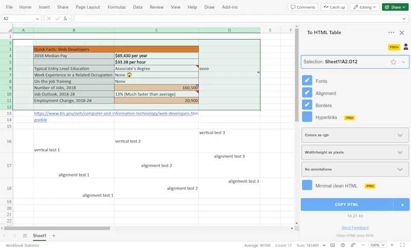 Excel to HTML Table Converter screenshot 1
