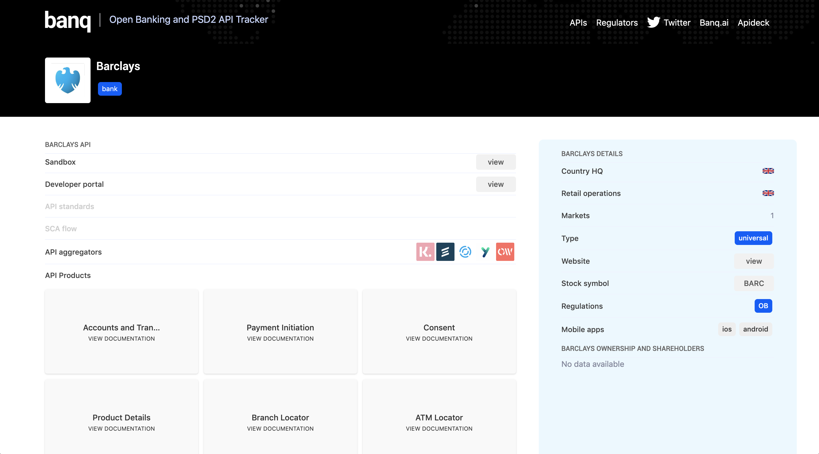 Open Banking API Tracker gallery image