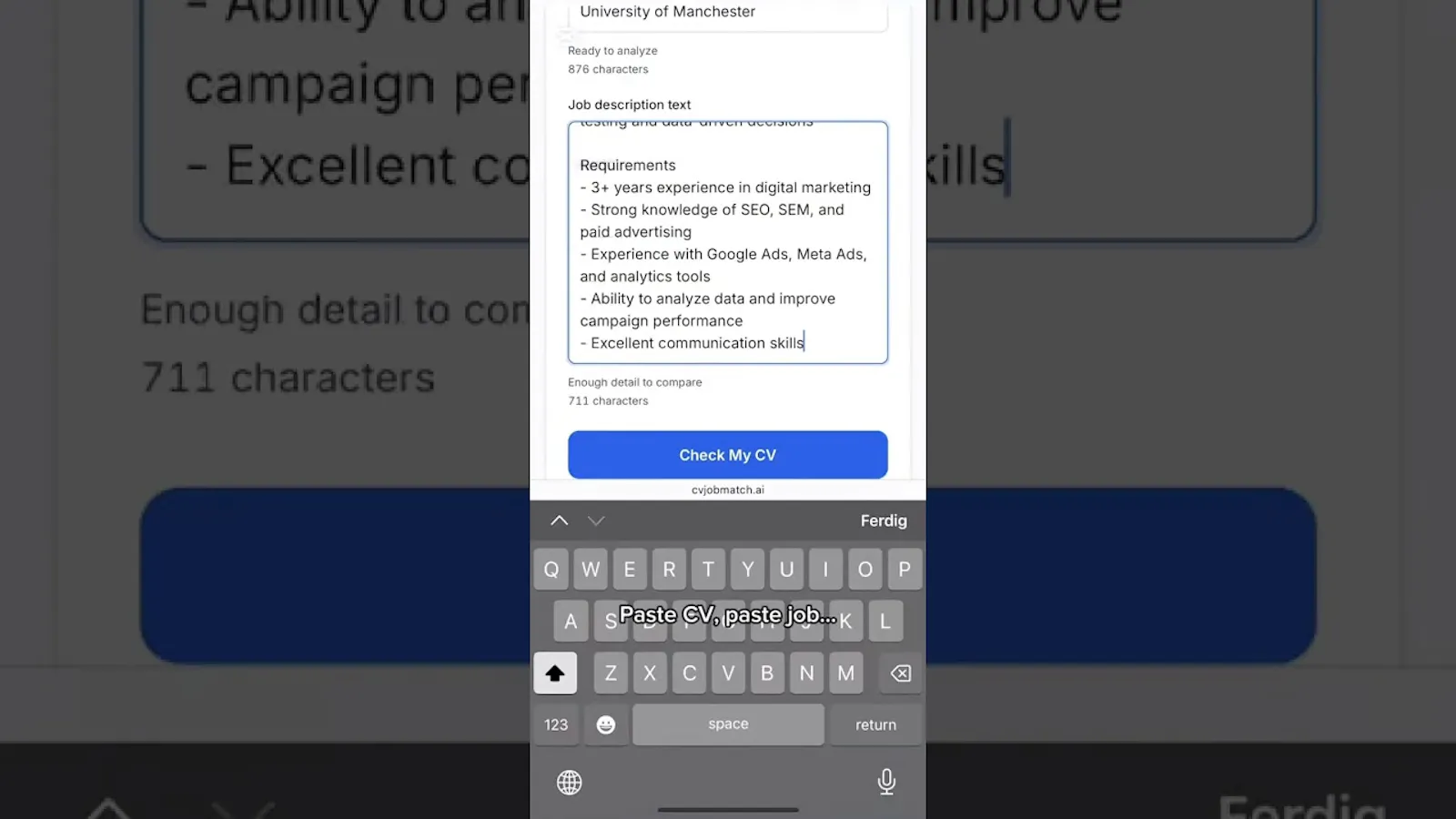 CVJobMatch screenshot 1 (video preview)