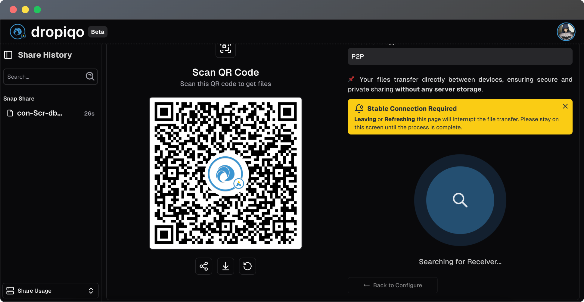 หยด - การแชร์ไฟล์ที่รวดเร็วและปลอดภัยผ่าน QR, P2P และ Cloud media 5