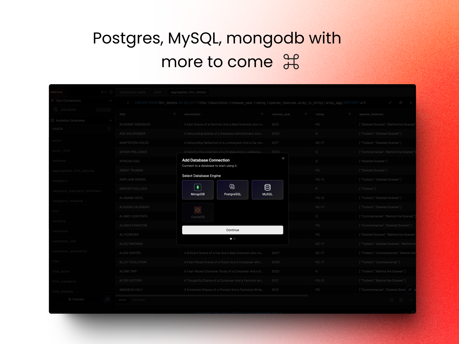 وسائط cmd.haus - بيتا - مركز قيادة Powerhouse لإدارة قواعد البيانات دون عناء 5