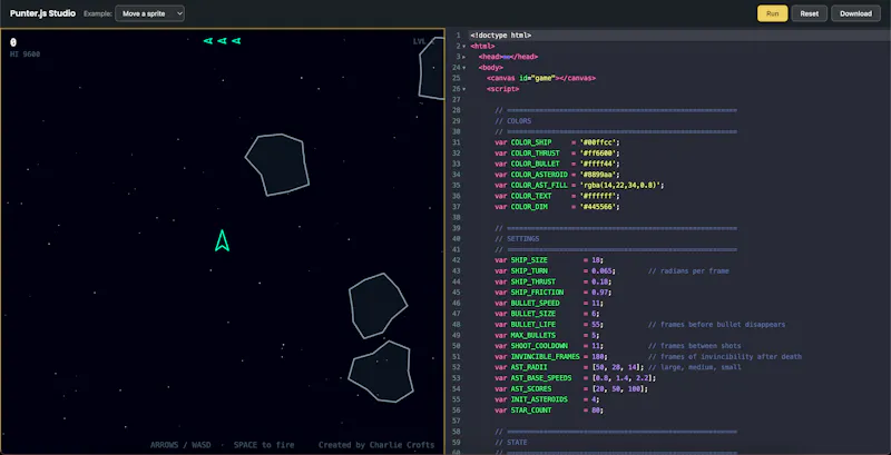Punter.js screenshot 2