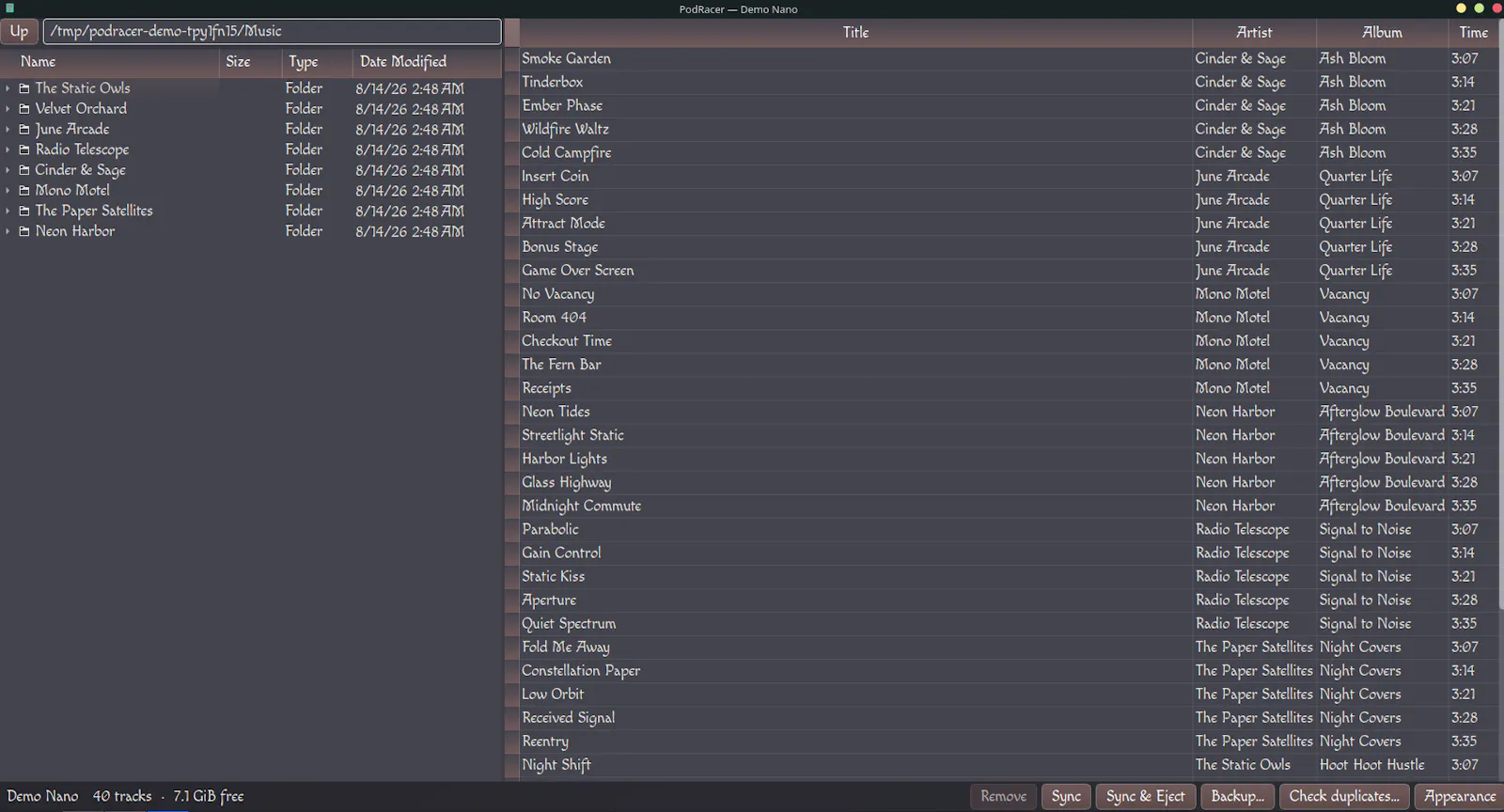 PodRacer: Manage your iPod on Linux. screenshot 2