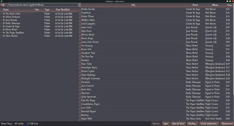 PodRacer: Manage your iPod on Linux. screenshot 2