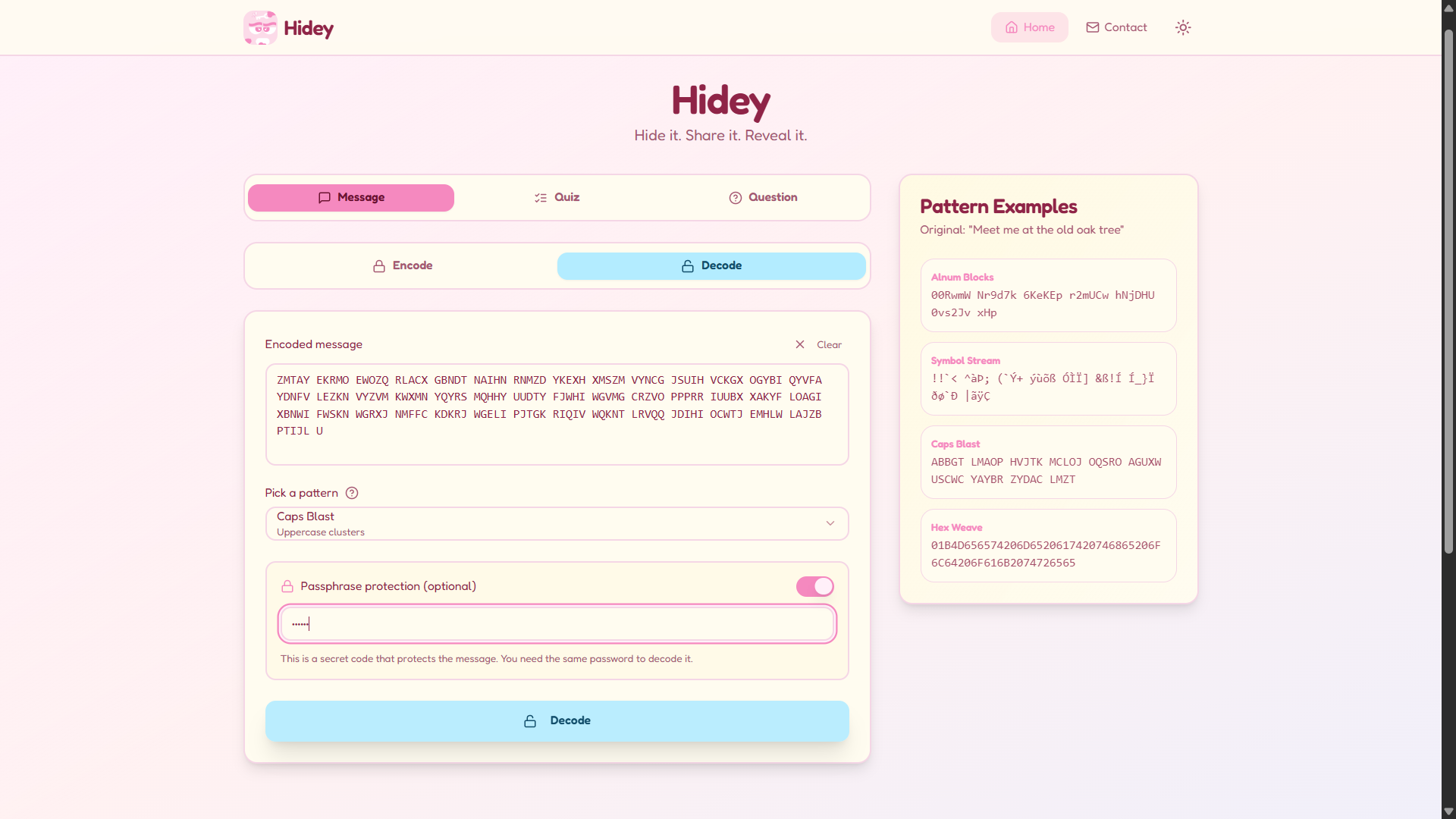Hidey — Free Secret Message Generator gallery image