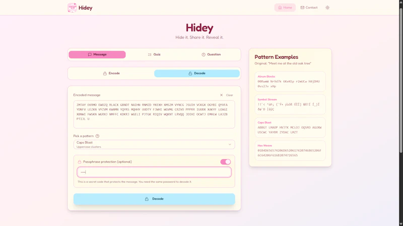 Hidey — Free Secret Message Generator screenshot 2
