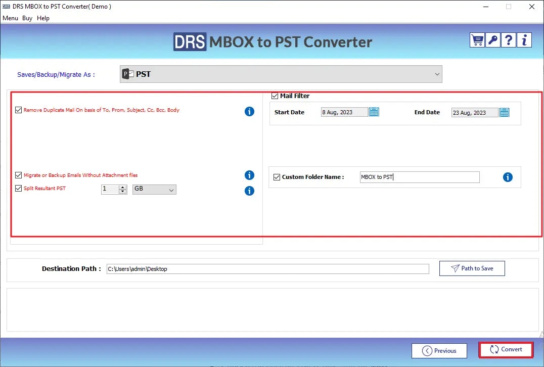 Strumento migatore mbox migratemails - Strumento completo per convertire i file Mbox in formati desiderati. media 5