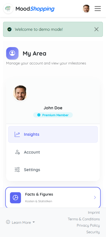 MoodShopping - Screenshot 2 showing product features and functionality
