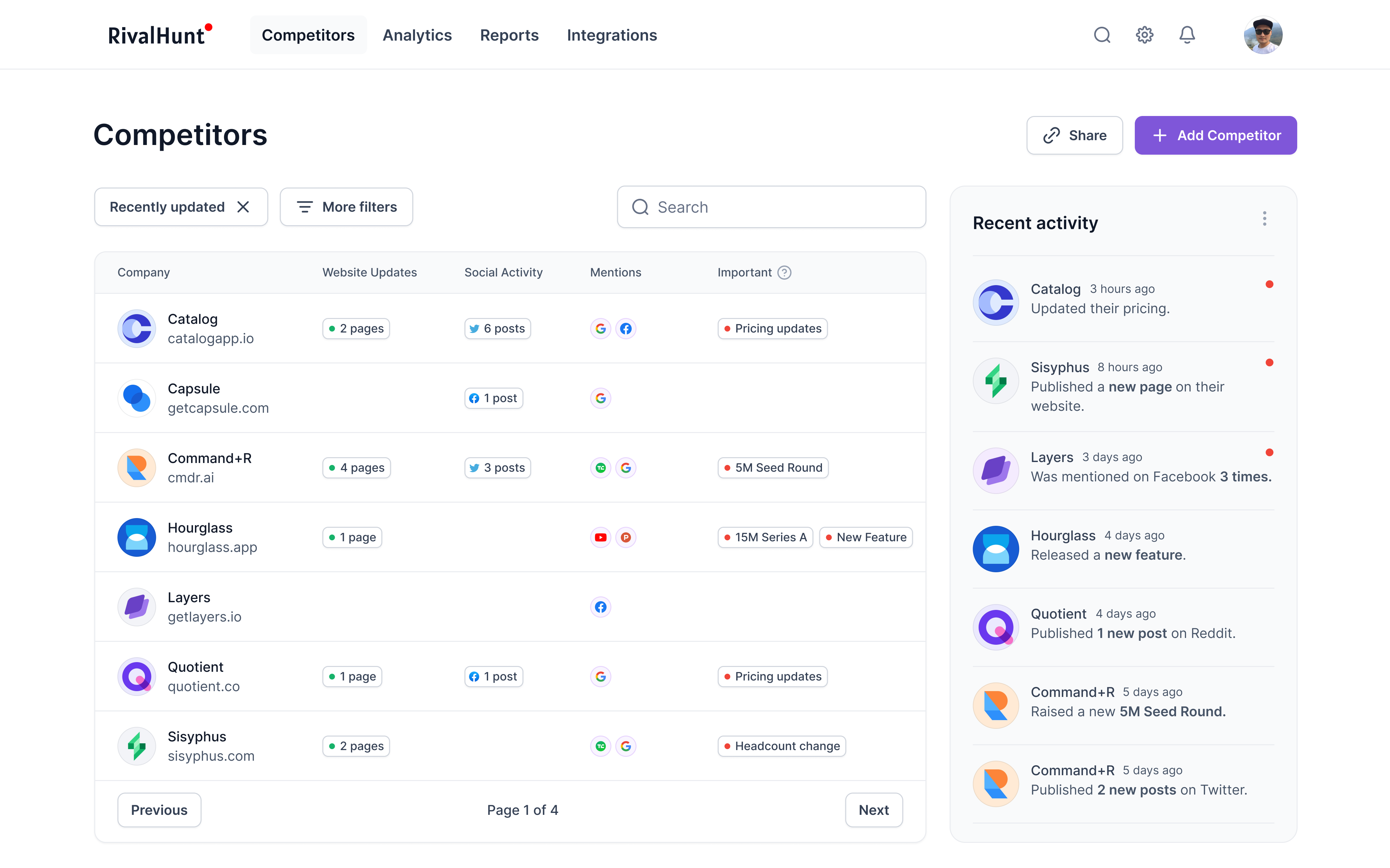 startuptile RivalHunt-Automated competitors tracking tool for startups