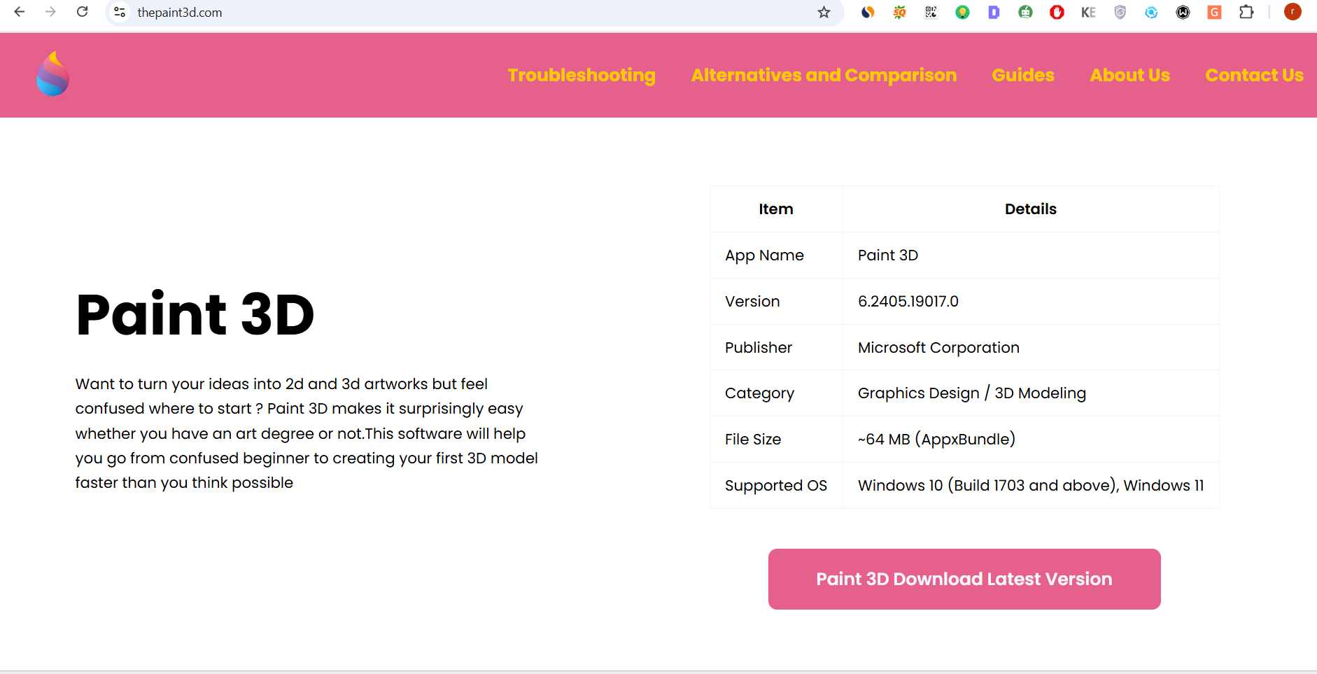 thepaint3d.com - Main product screenshot demonstrating key features and user interface