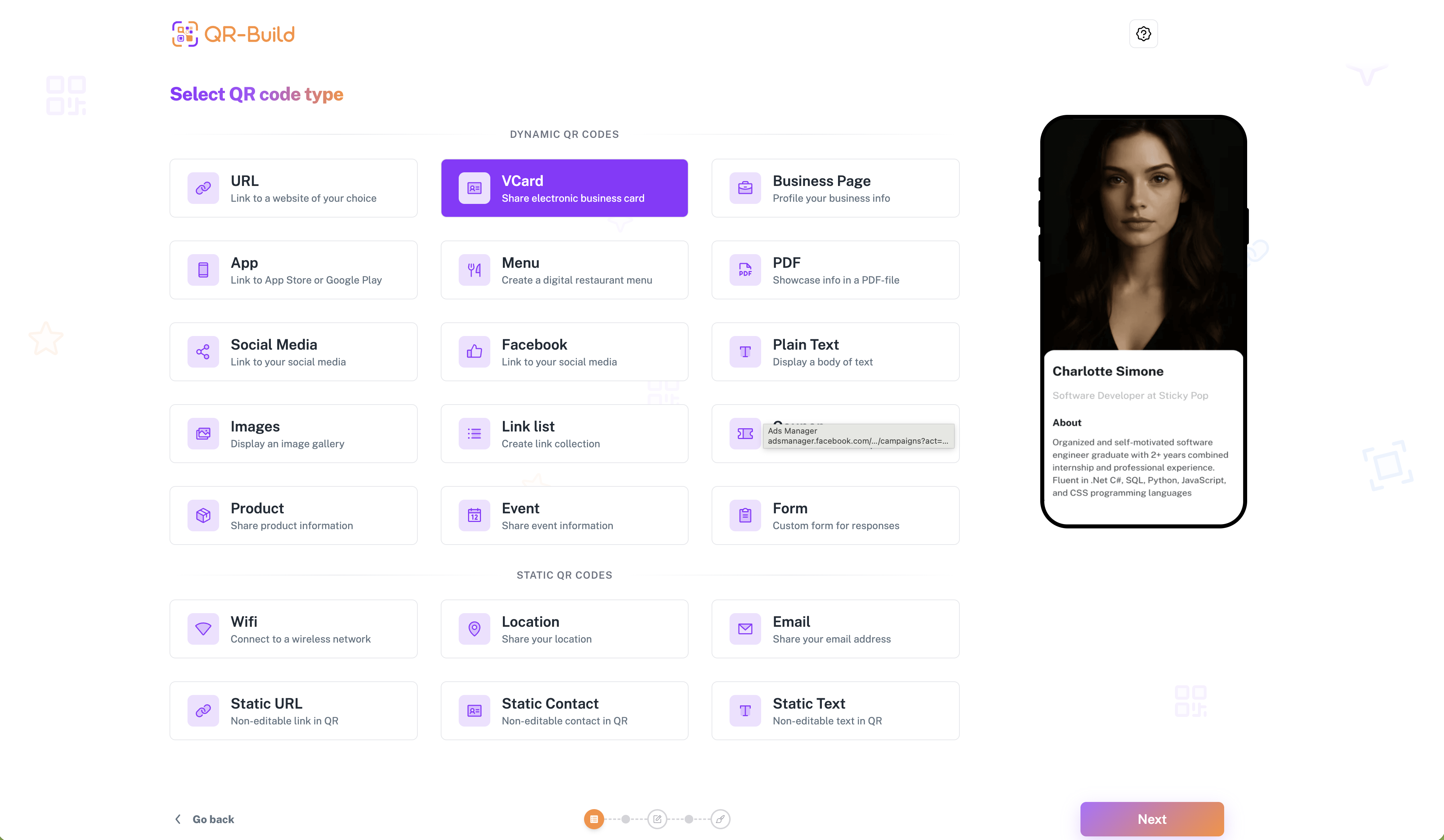 QR Build - QRs for Modern Businesses - Screenshot 3 showing product features and functionality
