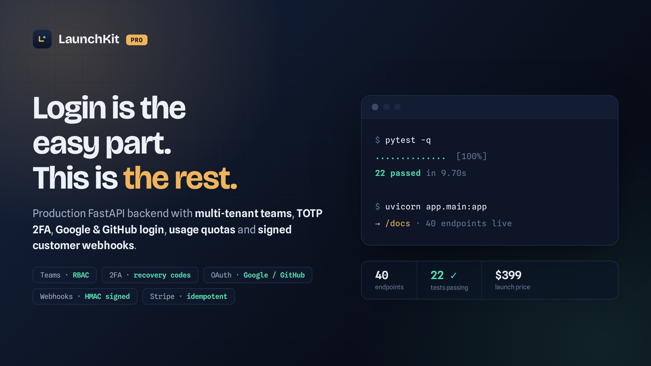 LaunchKit - Premium FastAPI SaaS Backend gallery image