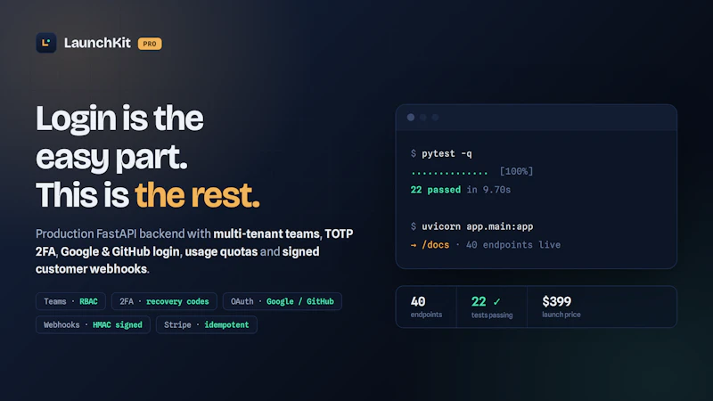 LaunchKit - Premium FastAPI SaaS Backend screenshot 1
