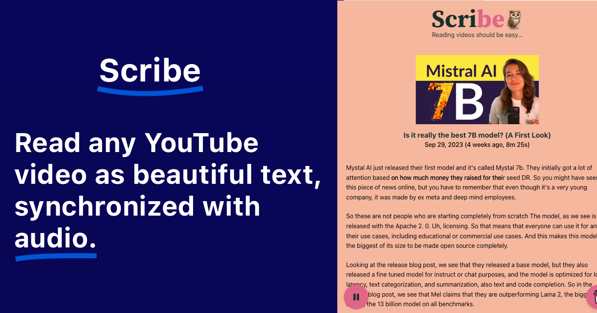 Scribe Instant YouTube Transcripts gallery image