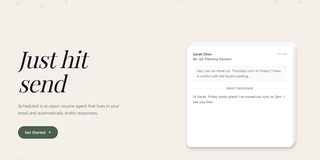 Scheduled: Open source AI calendar scheduler that lives in Gmail | Product Hunt