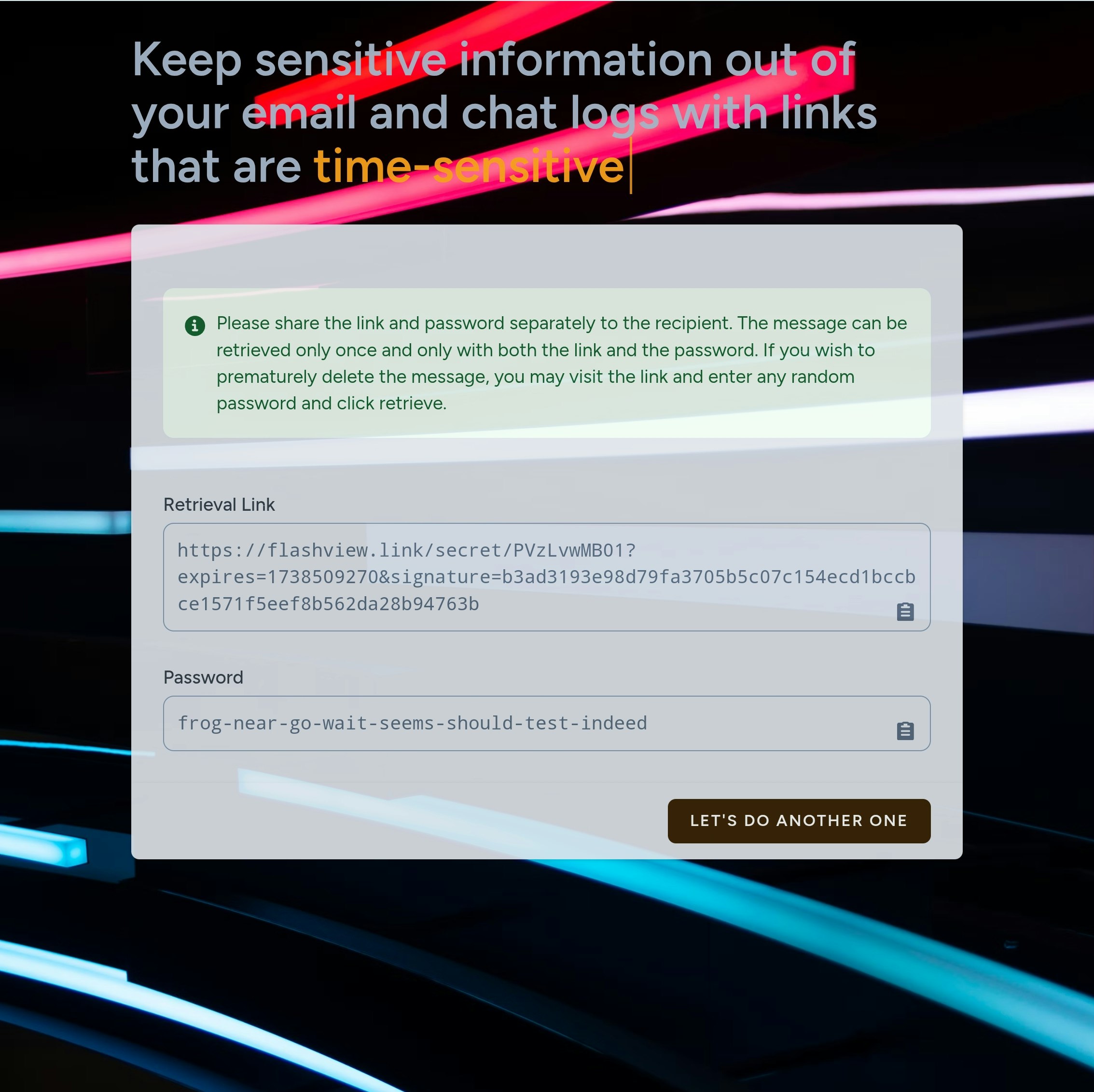 Flashview - Stuur end-to-end gecodeerde geheimen met behulp van tijdgevoelige links media 7