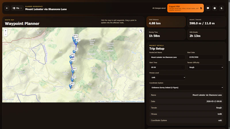 RouteCard screenshot 1