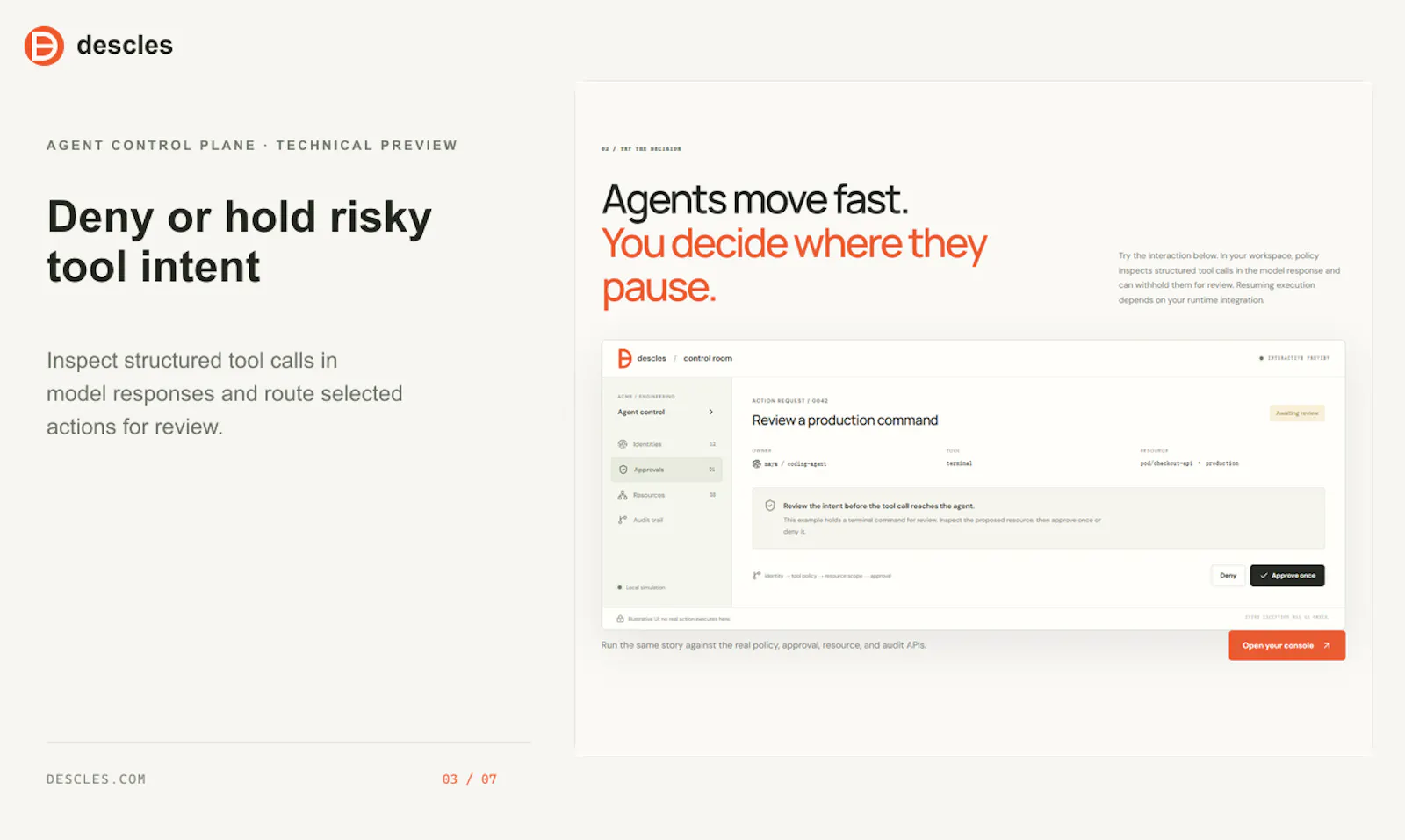 Descles agent control plane screenshot 4