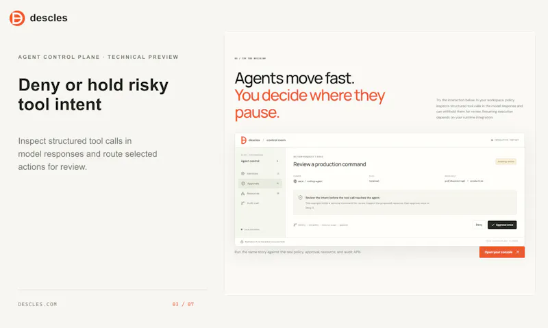 Descles agent control plane screenshot 4
