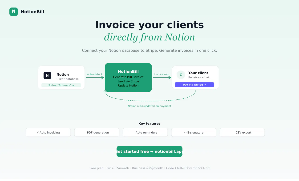Banner del producto NotionBill