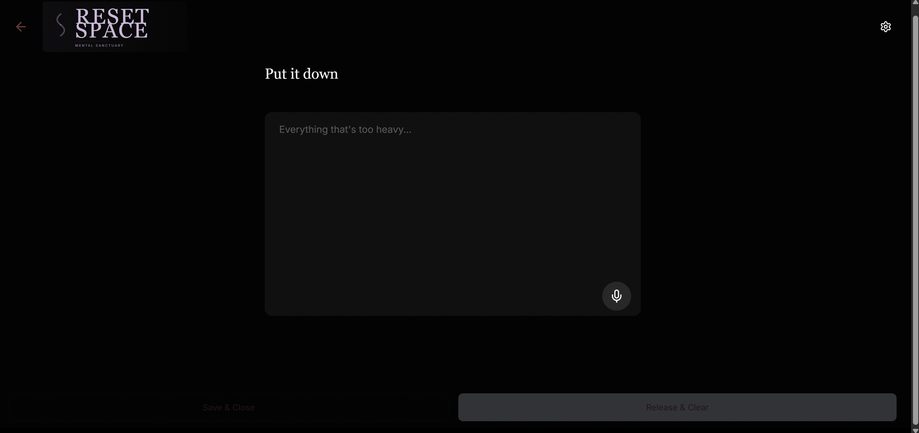 Reset Space - Screenshot 3 showing product features and functionality