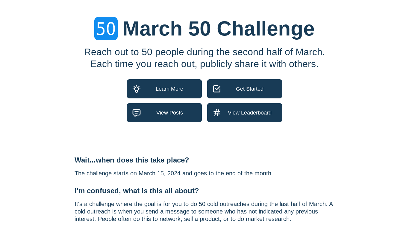 وسائط 50 مارس تحدي - تواصل مع 50 شخصًا خلال النصف الثاني من شهر مارس. 1