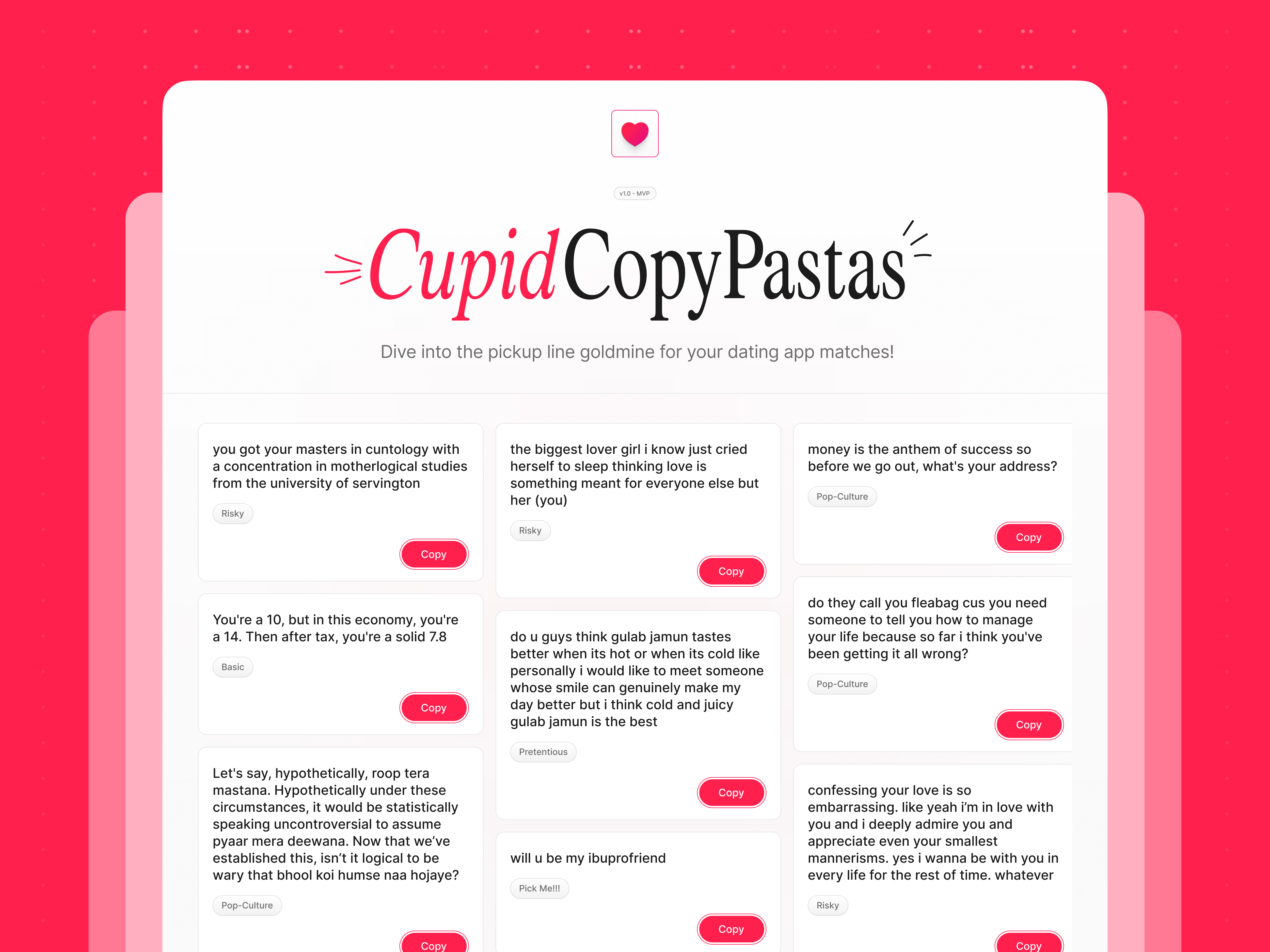 Cupidcopypastas - ¡La línea de recogida Goldmine para su aplicación de citas coincide! media 2