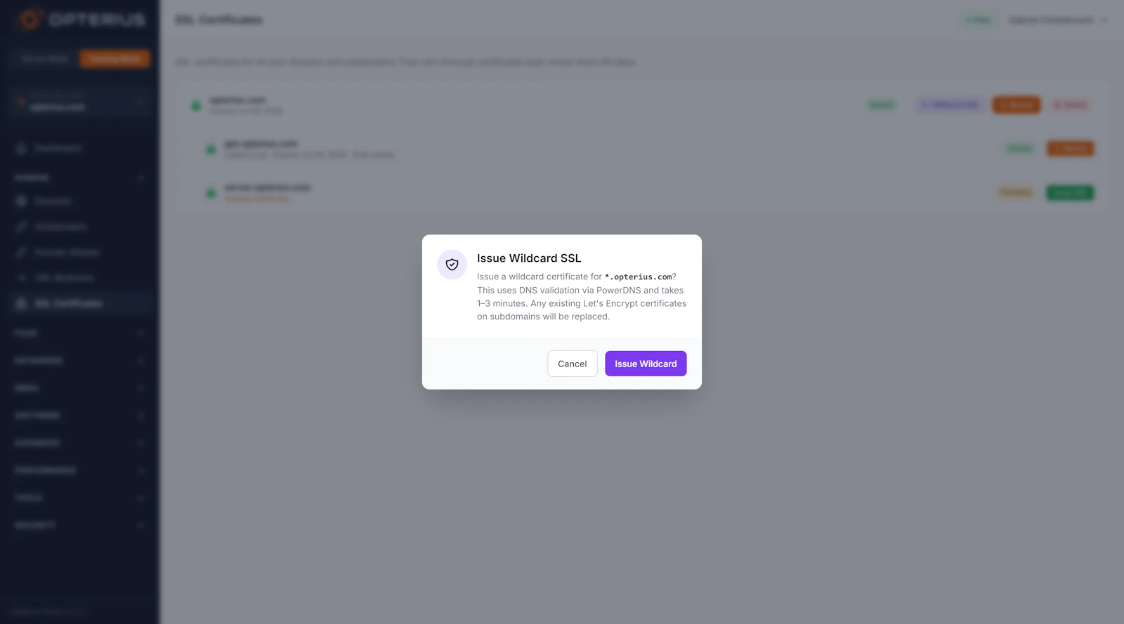 Opterius - Modern Web Hosting Panel screenshot 13