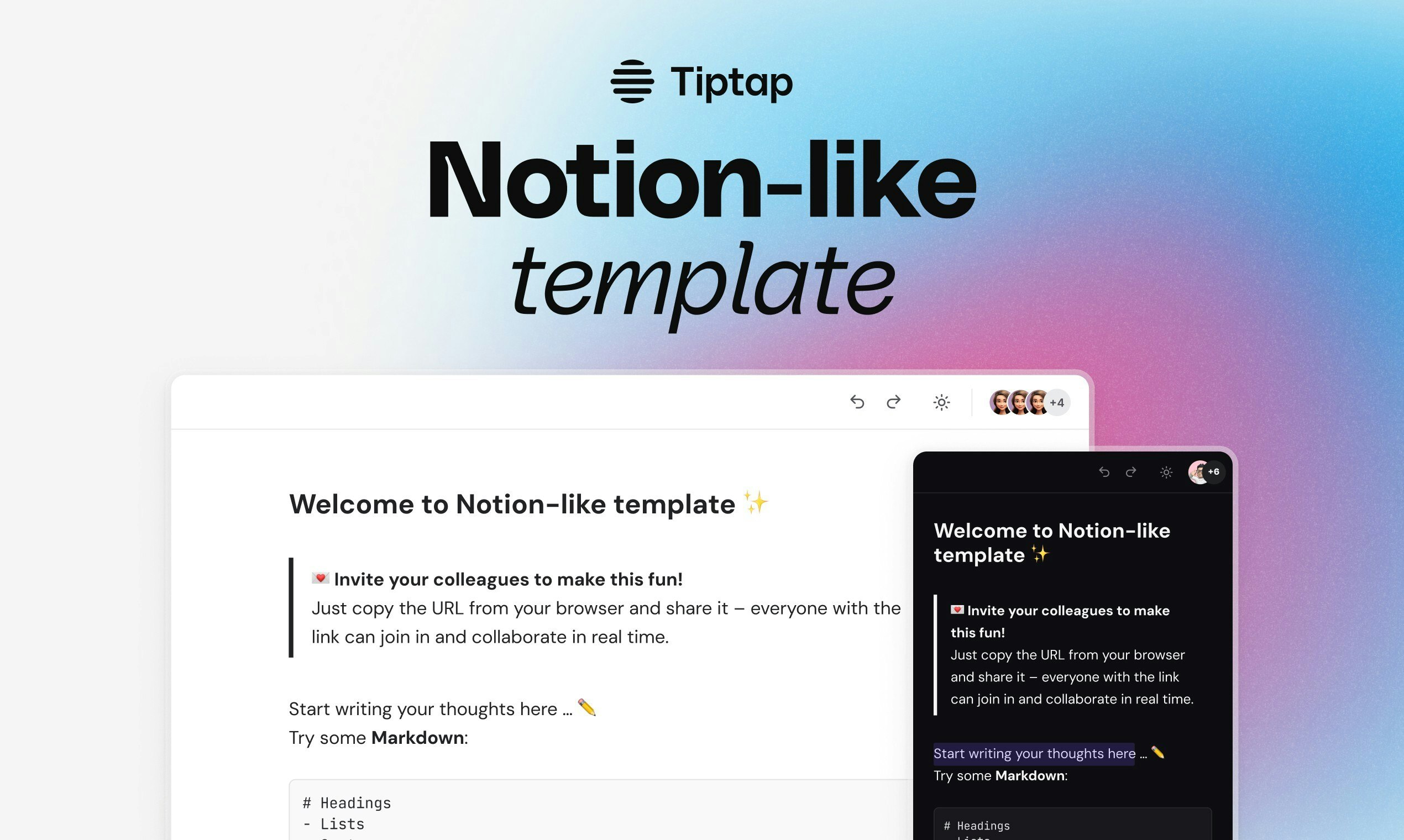 Tiptap Cloud için Notion tarzı editör media 2