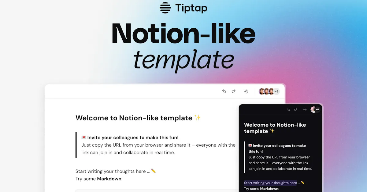 Notion-style editor for Tiptap Cloud