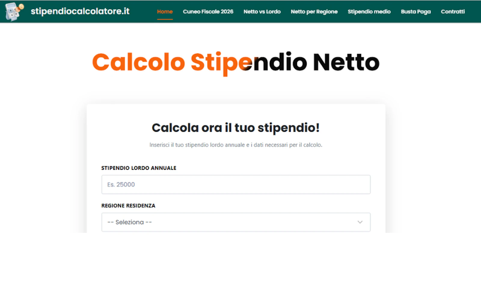stipendiocalcolatore.it screenshot 1