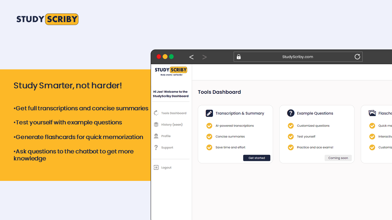 Mídia 3 de StudyScripty - Transforme seus vídeos de palestras para estudar materiais em minutos