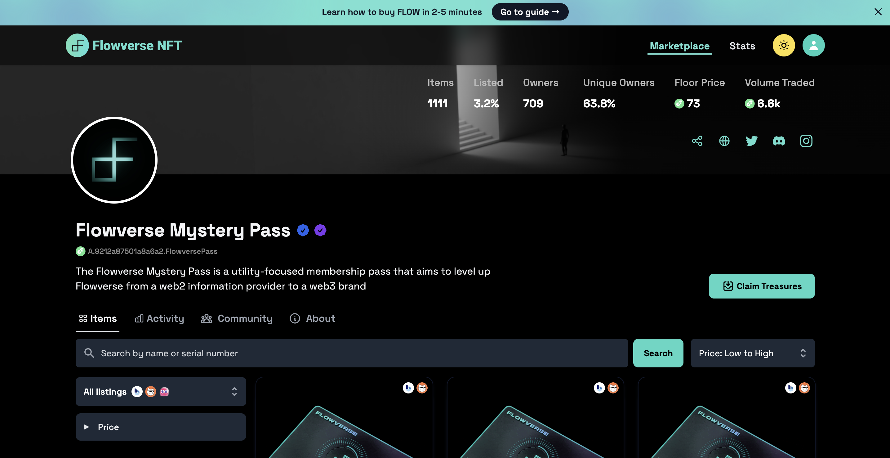 Flowverse NFT - Koop en verkoop Flow Blockchain NFT's met stroming media 3