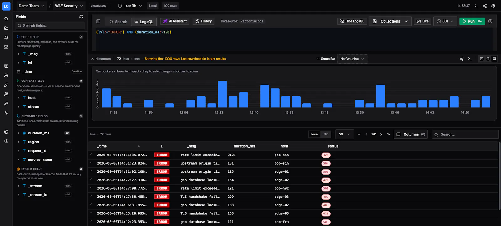 Logchef screenshot 8