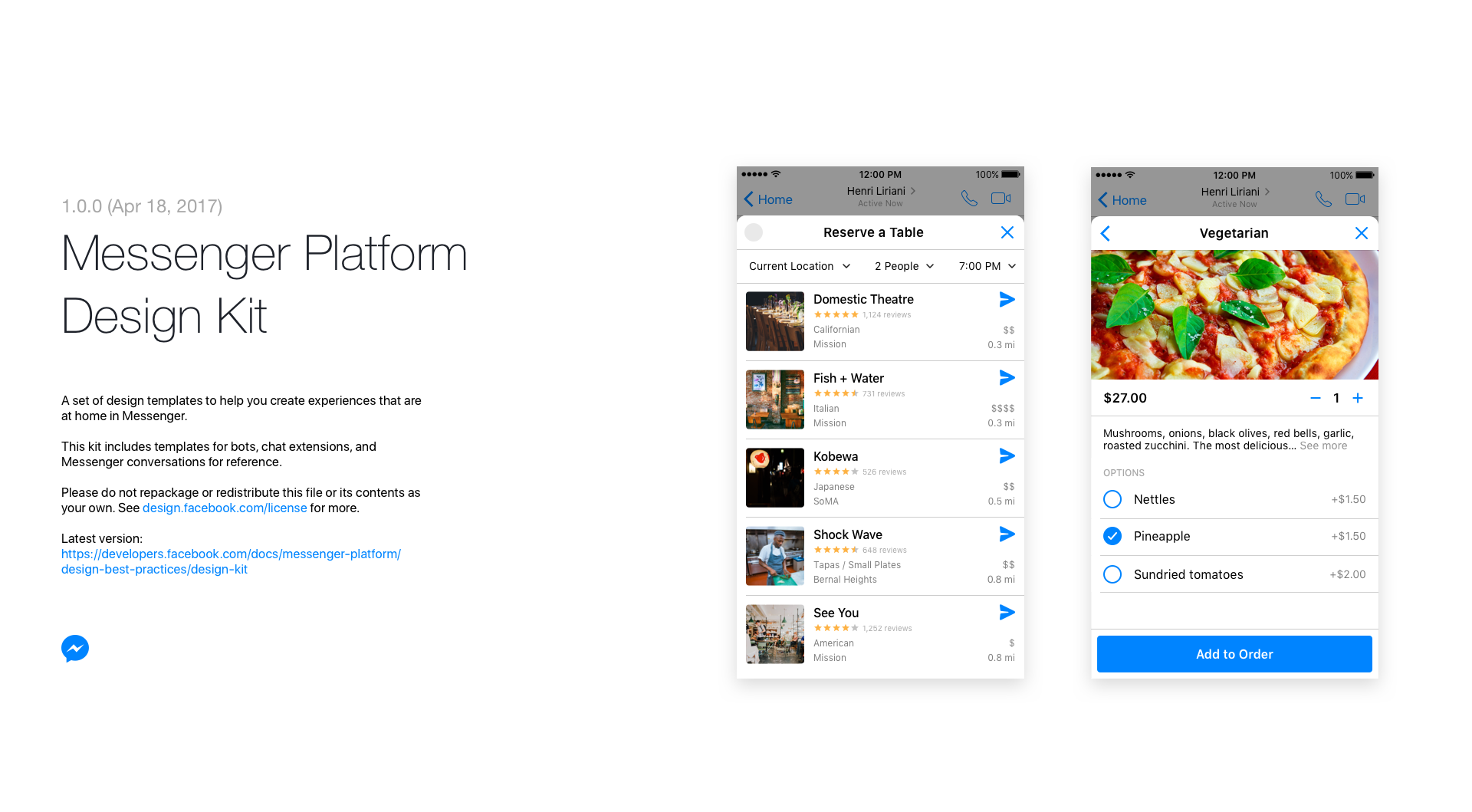 Messenger Platform Design Kit gallery image