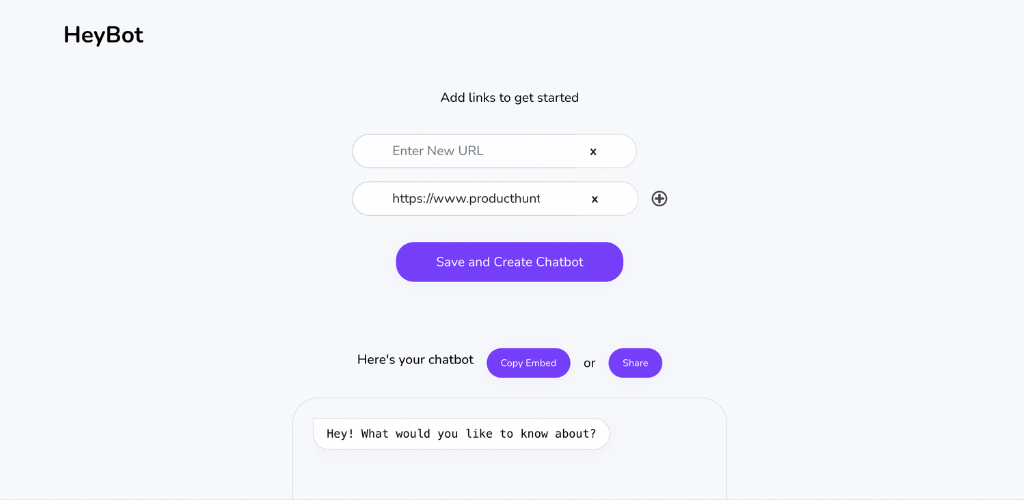 HeyBot - Website to Chatbot powered by ChatGPT | Product Hunt