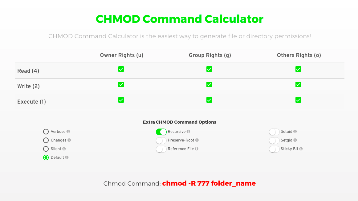 Chmod Command Calculator Easiest Way To Generate File Or Directory Permissions Product Hunt