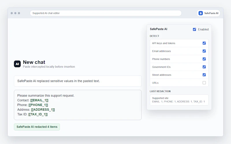 SafePaste AI screenshot 2