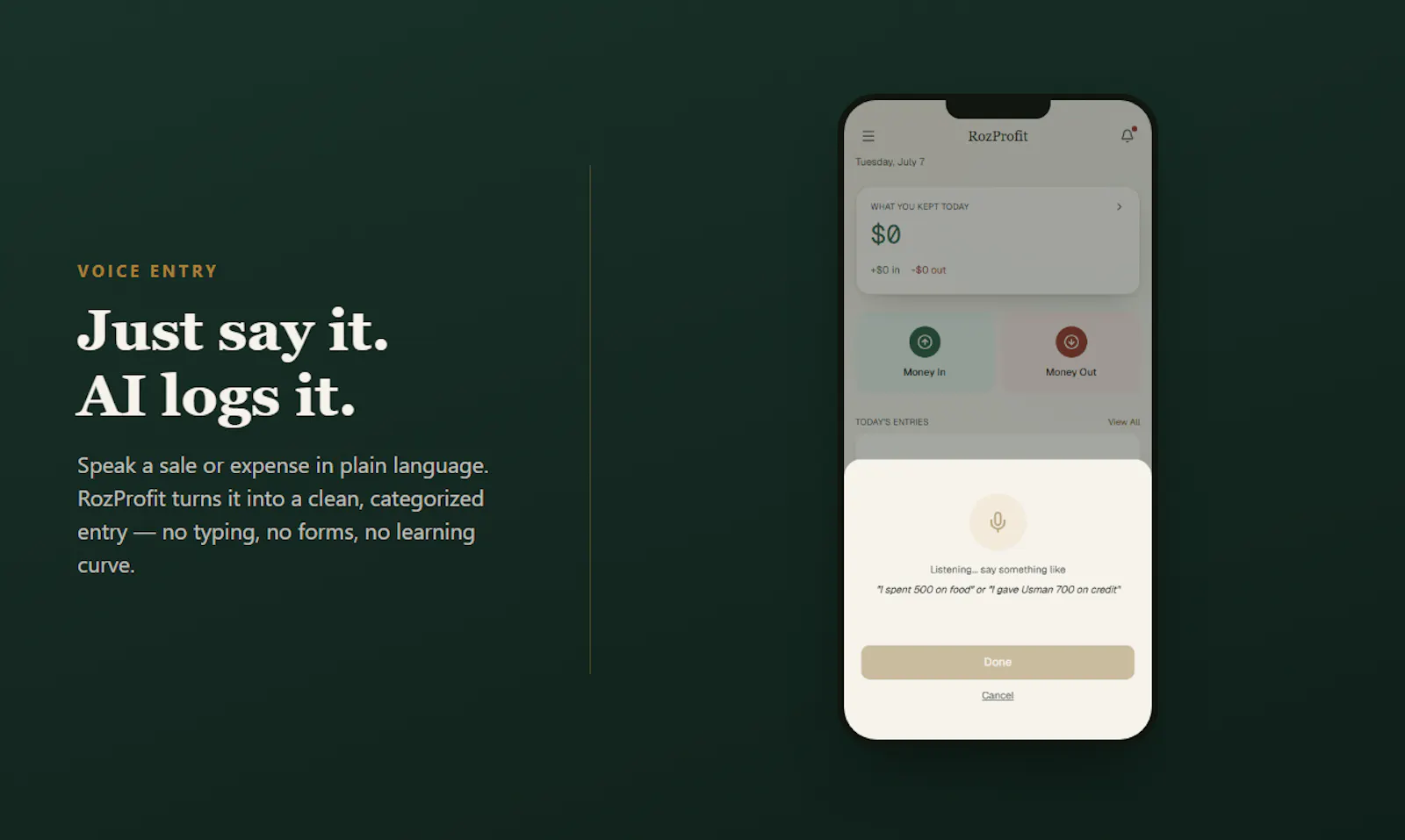 RozProfit — know what you kept, today screenshot 1