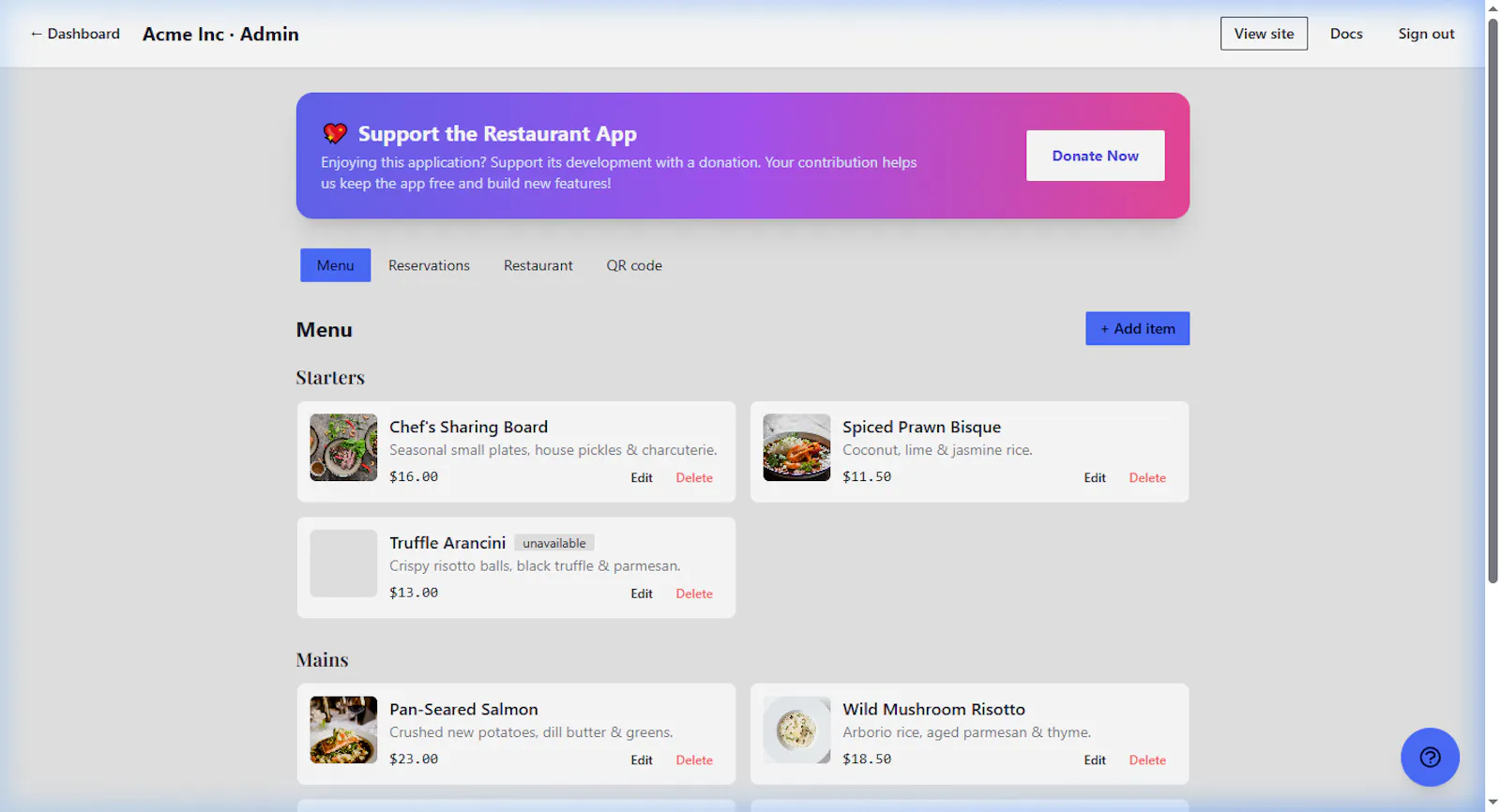 Restaurant App screenshot 1