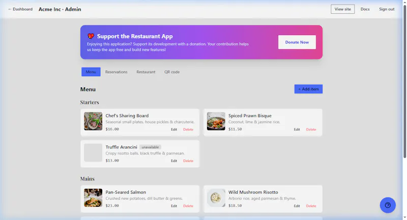 Restaurant App screenshot 1