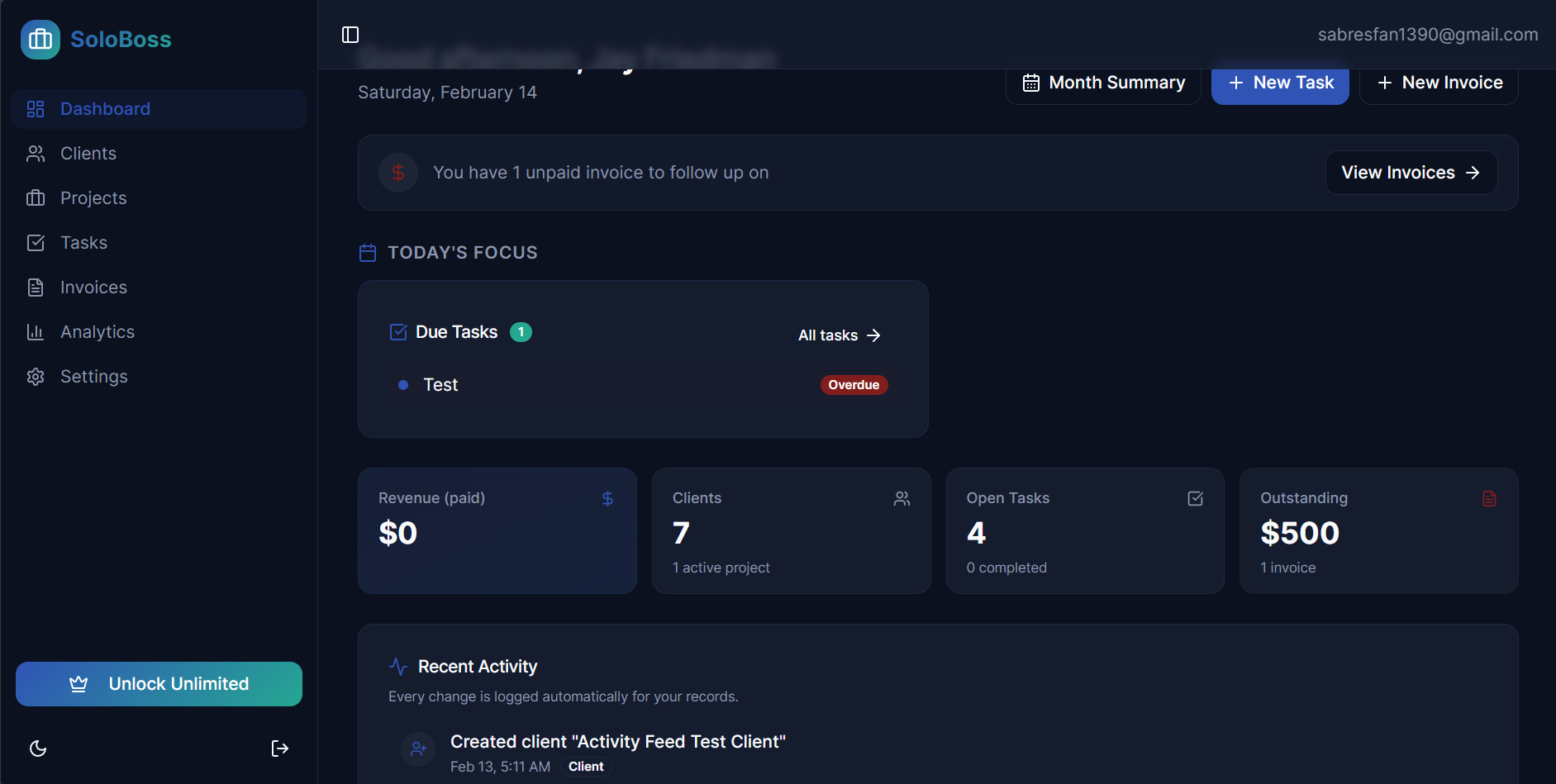 SoloBoss - Screenshot 2 showing product features and functionality