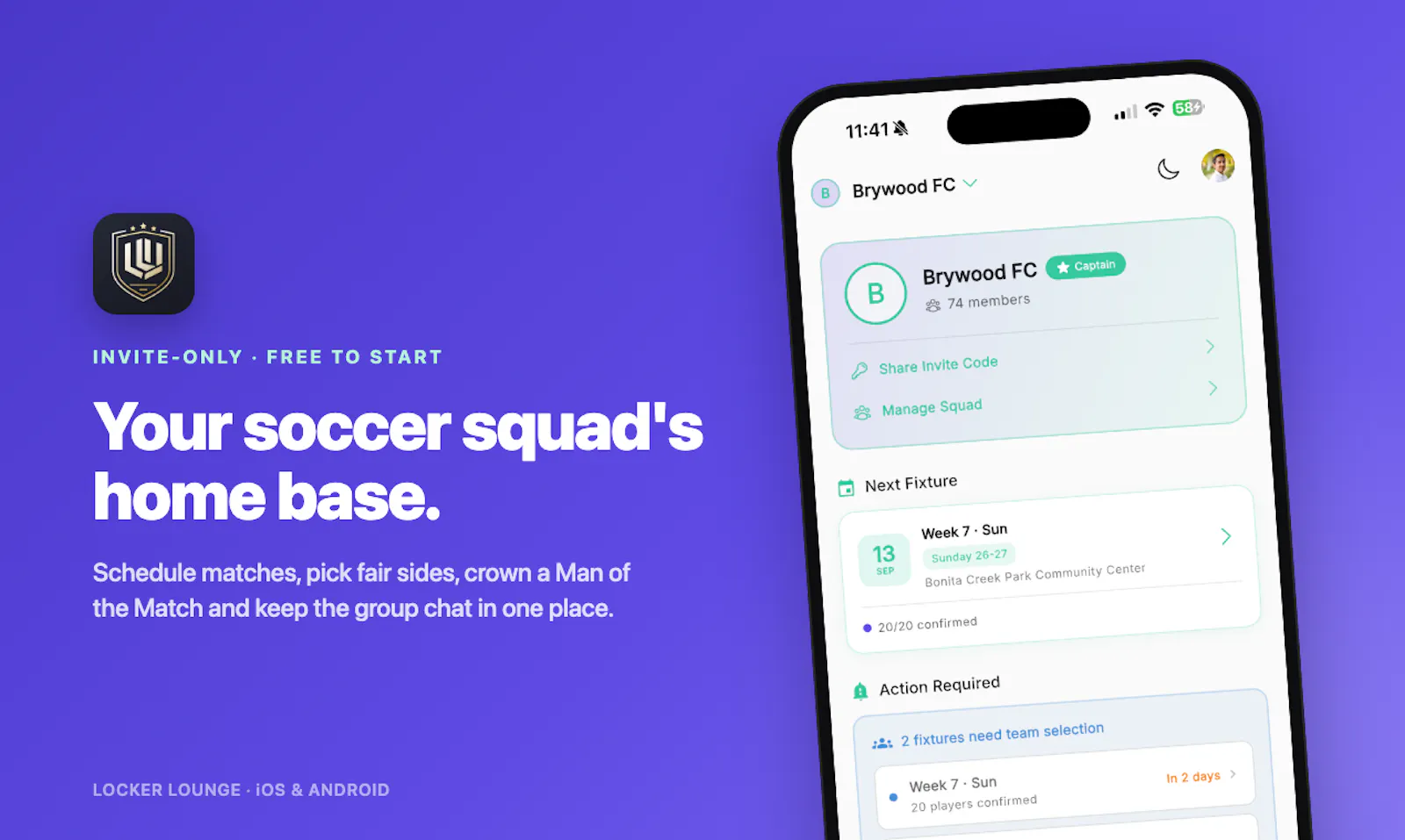 Locker Lounge — Pickup Soccer, Sorted screenshot 1